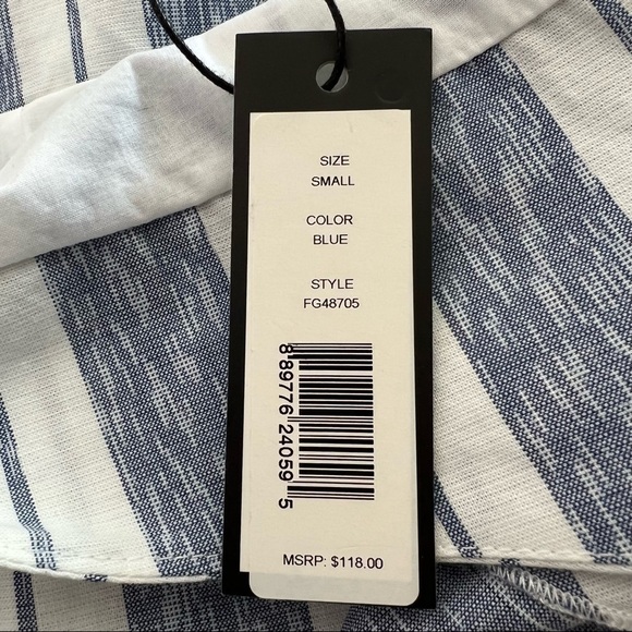 Romeo & Juliet Couture One Shoulder Ruffle Dress White Blue Striped Size S NWT - Picture 11 of 13